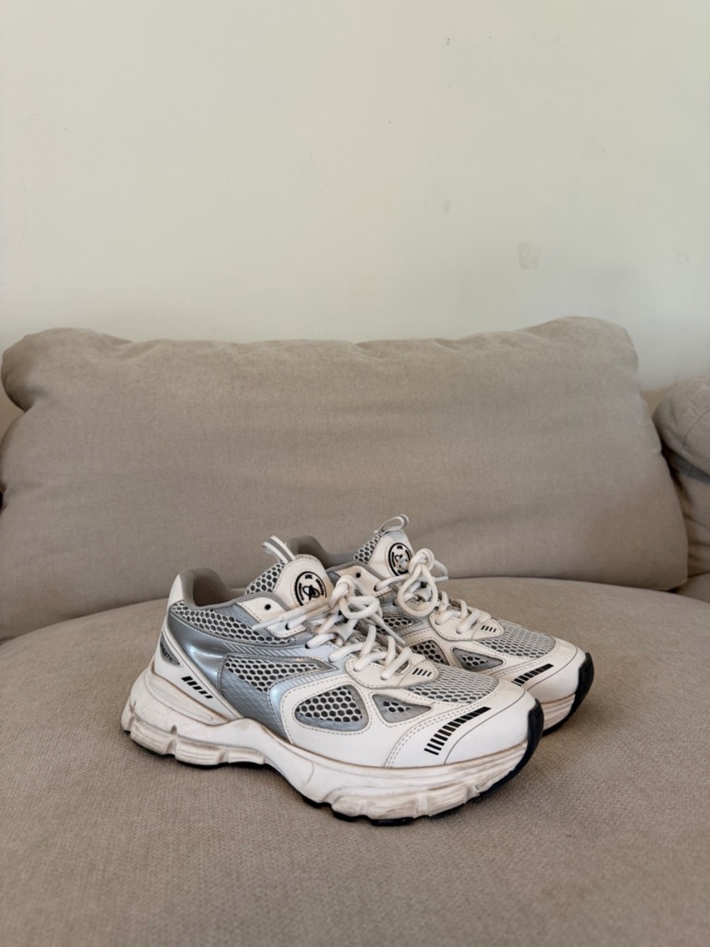 Axel Arigato White and Silver Marathon Trainers. Womens size 8.5.